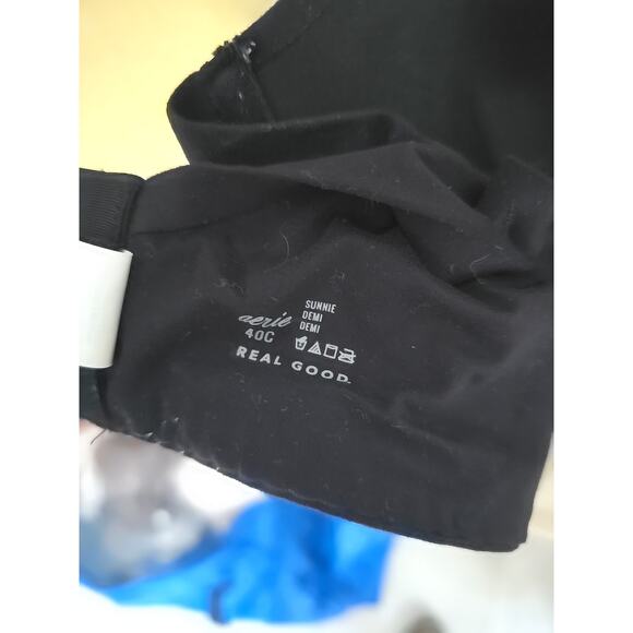 Aerie Sunnie Black Padded Adjustable Straps Demi Underwire Push Up Bra Size 40C - Picture 5 of 6